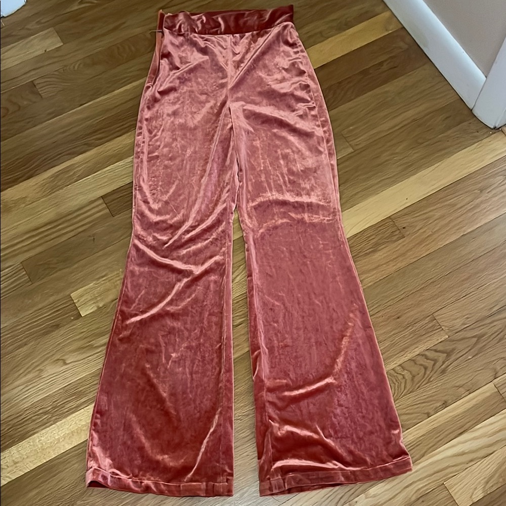 Velvet Flare Pants in Burnt Orange